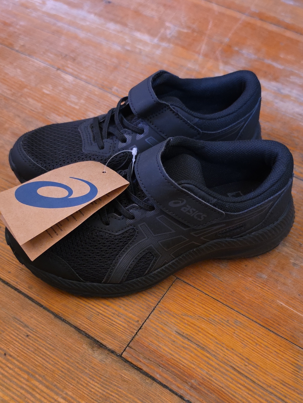 ASICS Kids Black Athletic Lace & Strap Running Shoes